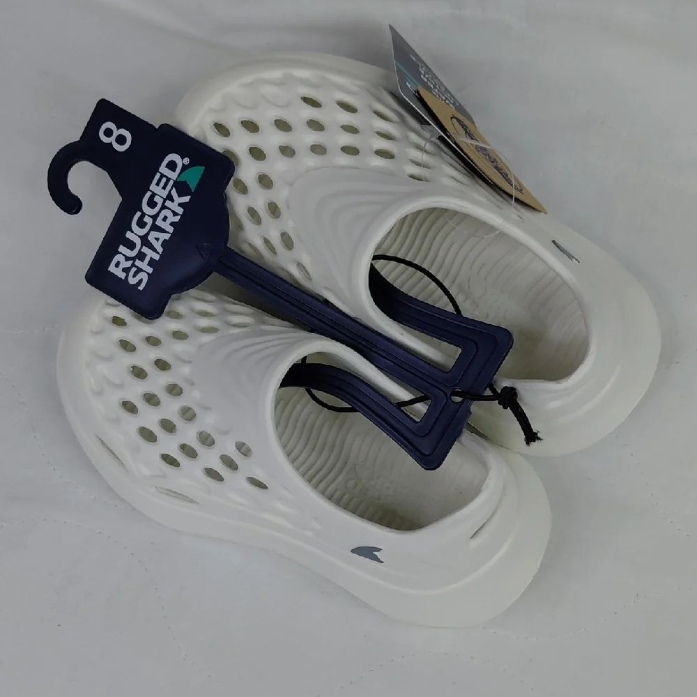 Rugged Shark Kids White Water Shoes Sz 8 Toddler